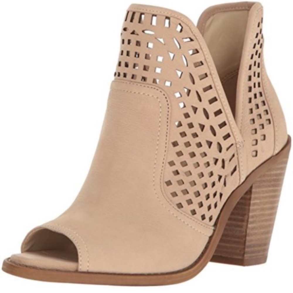 Tan open toe bootie